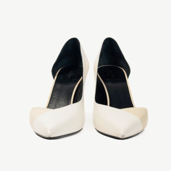 Celine Ivory & Beige Two-Tone Pointed-Toe D'Orsay Pumps - Picture 2 of 9